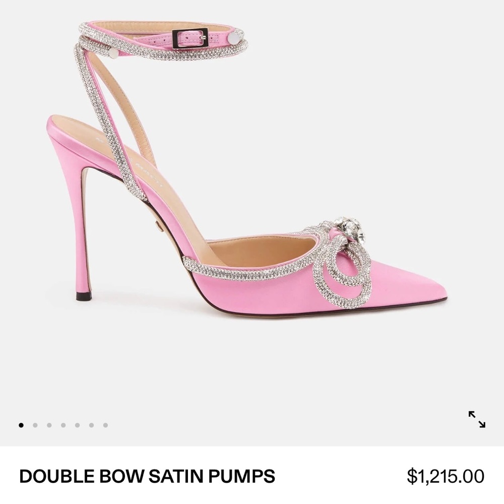 MACH & MACH Pink Double Bow Satin Pumps
